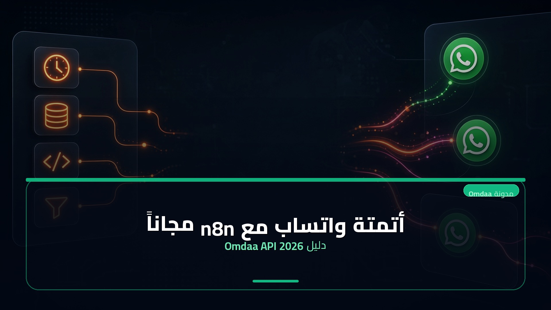 أتمتة واتساب مع n8n مجاناً — دليل Omdaa API 2026